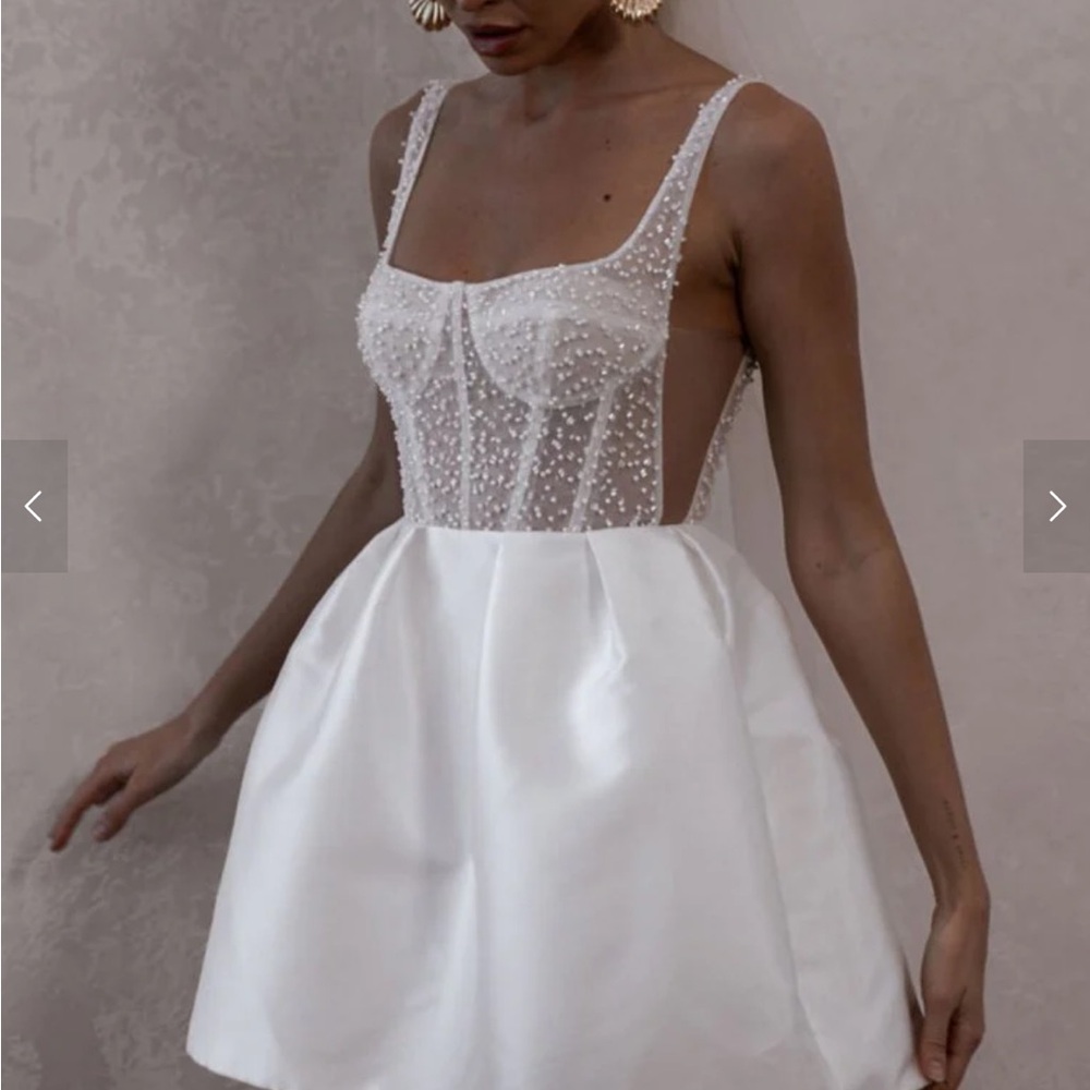 Elegant White Dress with Sheer Bodice